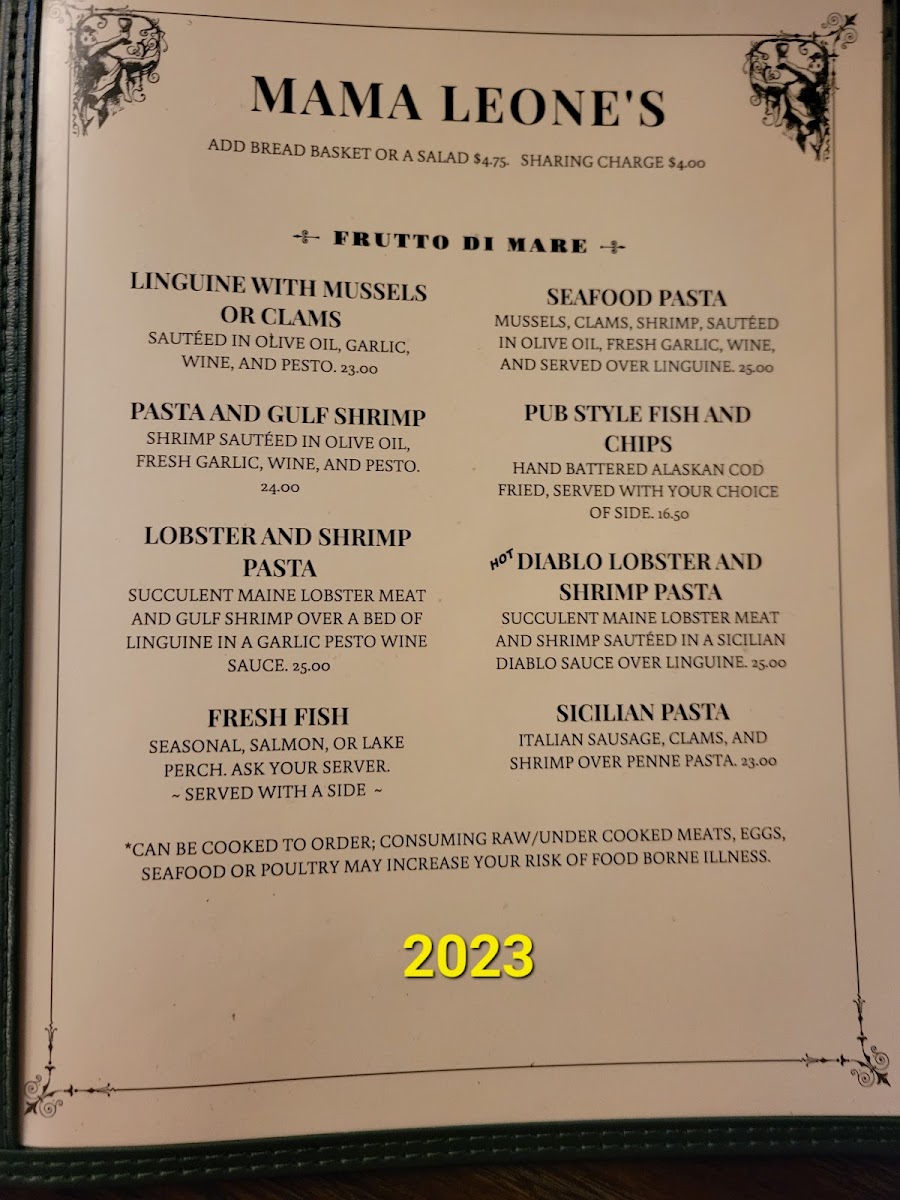 Mama Leone's Italian Restaurant Photo Menu 6