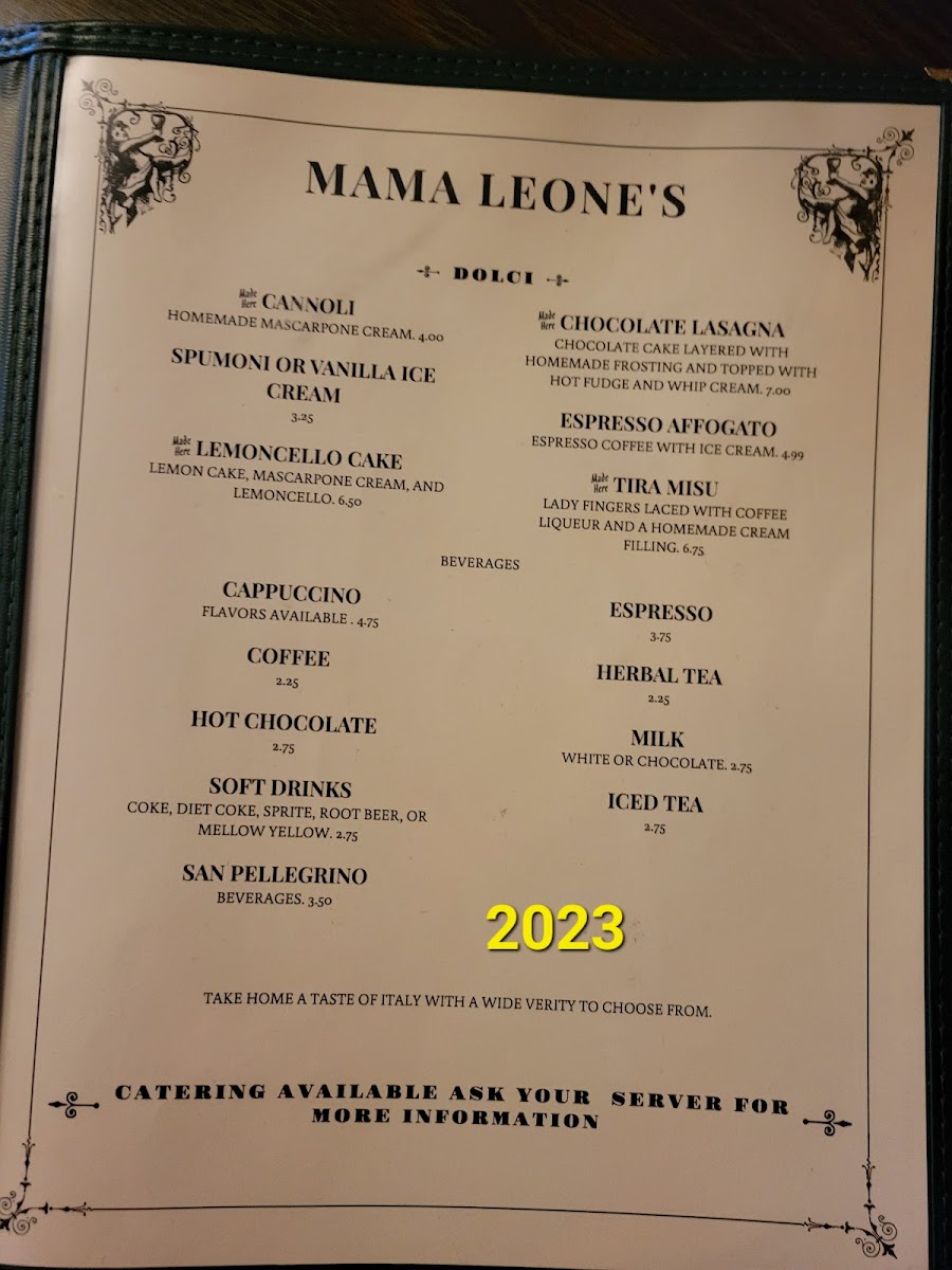 Mama Leone's Italian Restaurant Photo Menu 8