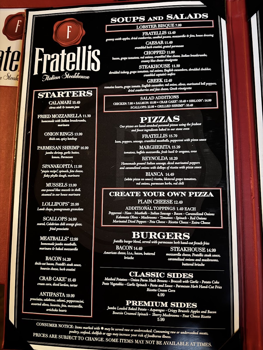 Fratellis Italian Steakhouse Winston-Salem Photo Menu 5