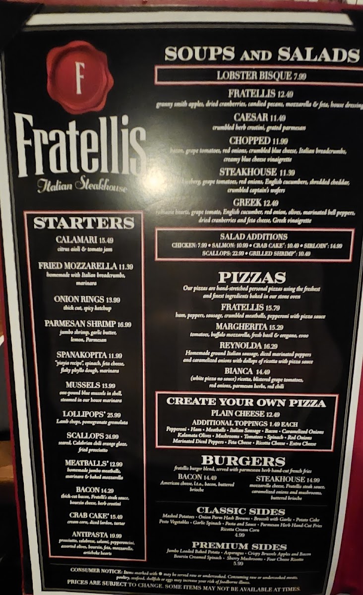 Fratellis Italian Steakhouse Winston-Salem Photo Menu 6