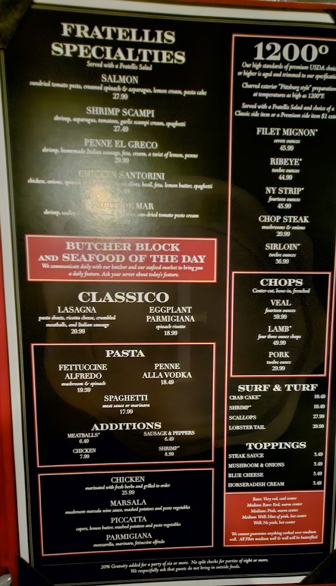 Fratellis Italian Steakhouse Winston-Salem Photo Menu 7