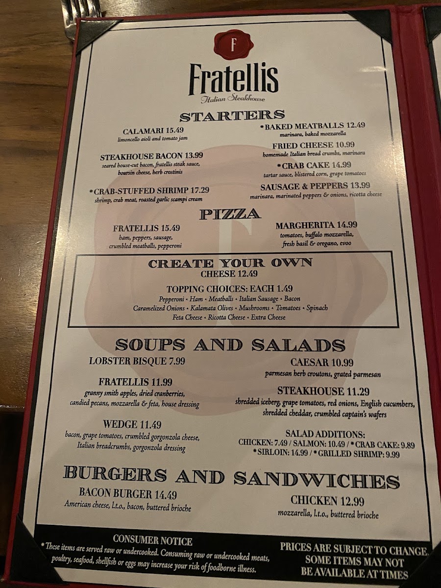Fratellis Italian Steakhouse Winston-Salem Photo Menu 8