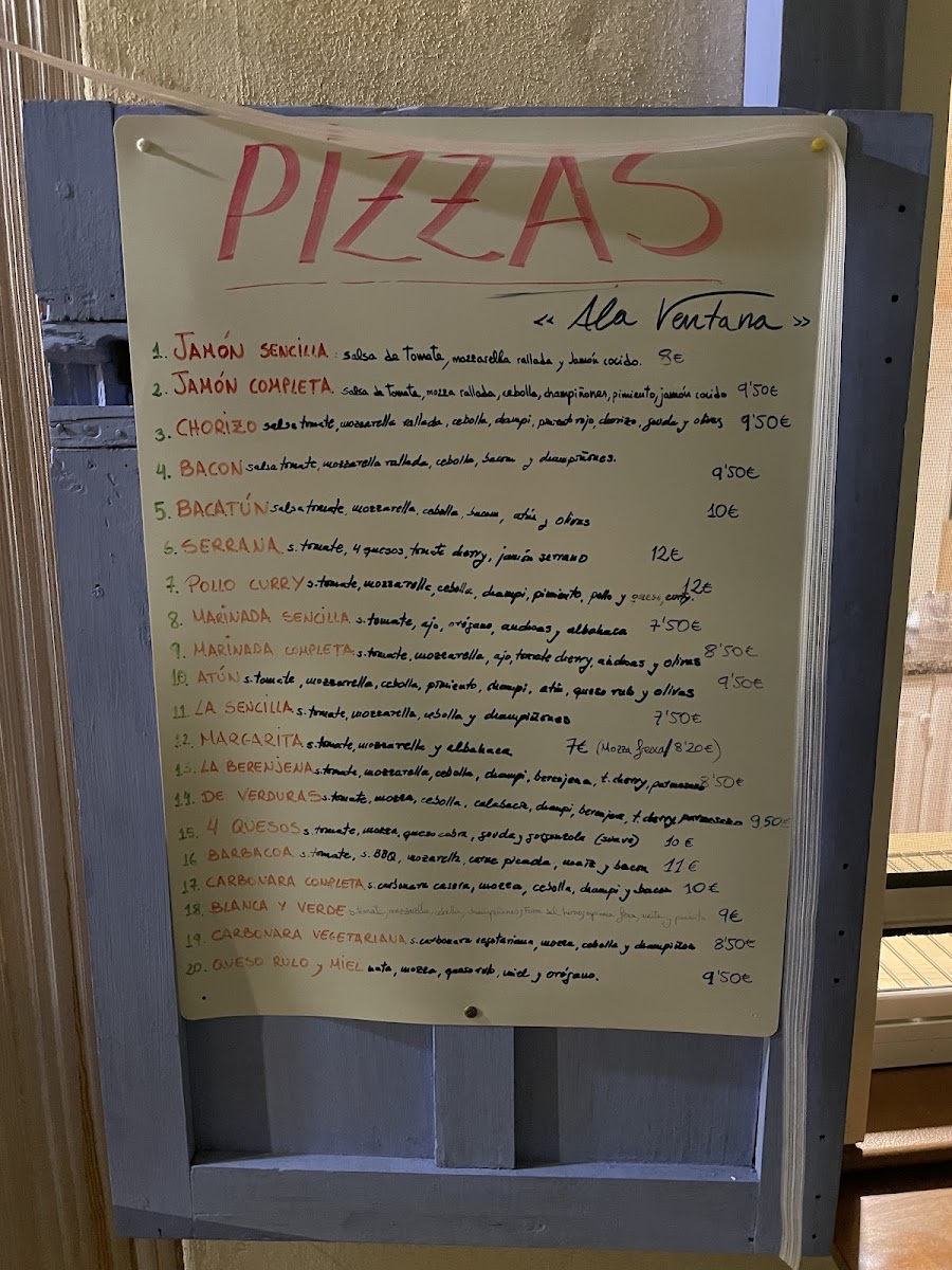 Ala Ventana Pizzería Photo Menu 3