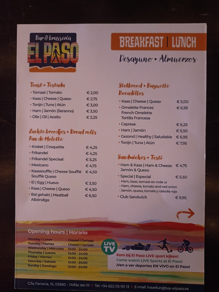 Bar El Paso Photo Menu 2