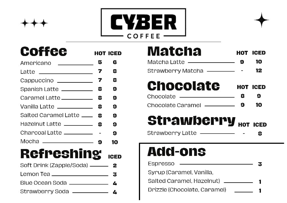 CyberCoffee Photo Menu 1