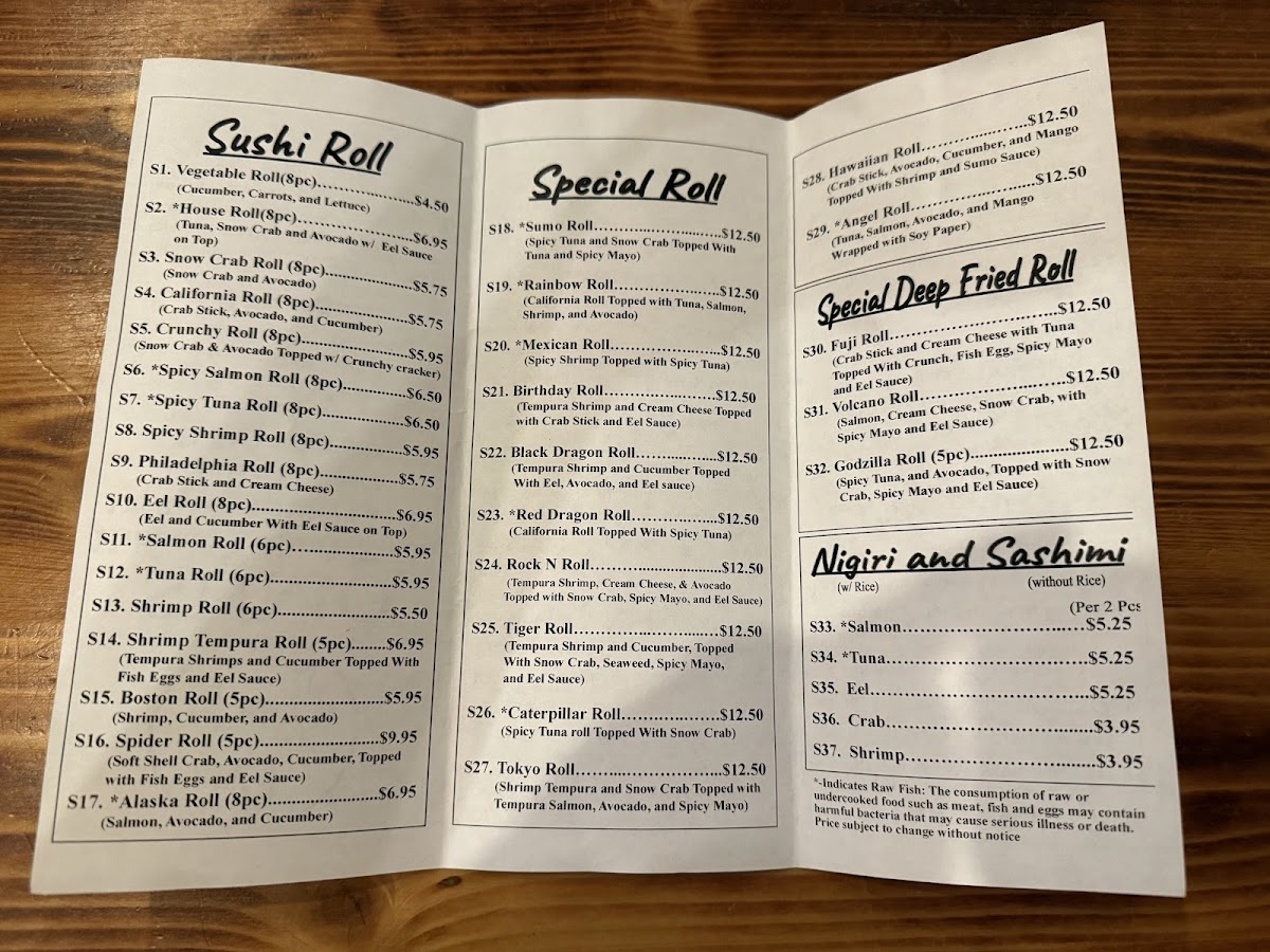 Sumo Hibachi and Sushi Photo Menu 1