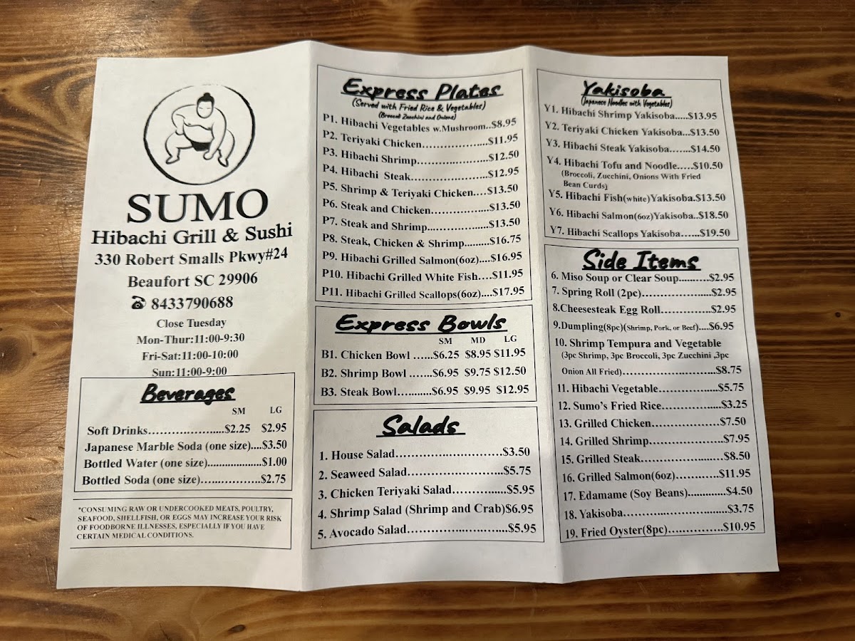 Sumo Hibachi and Sushi Photo Menu 2