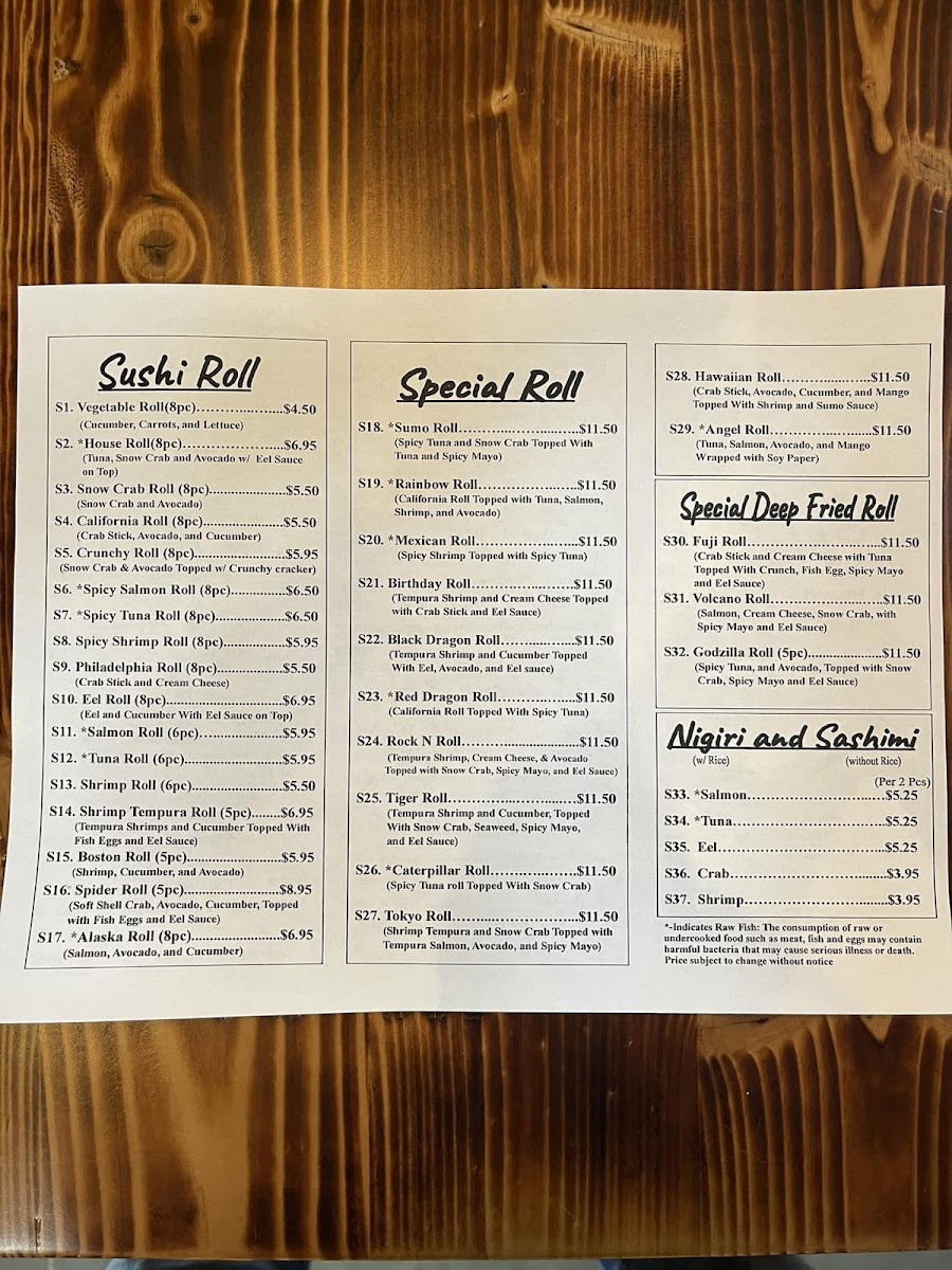 Sumo Hibachi and Sushi Photo Menu 3