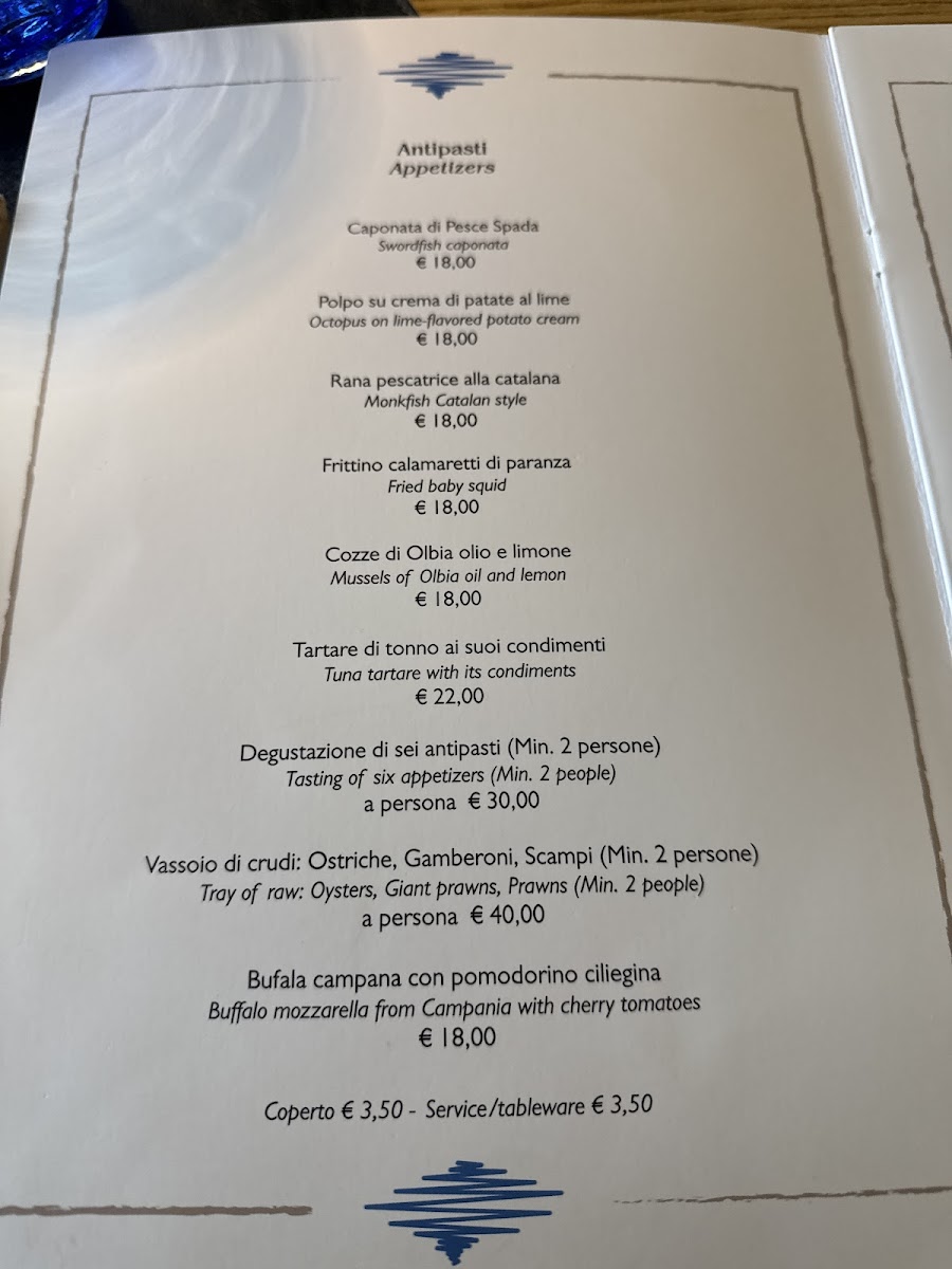 GENTEDIMARE RESTAURANT GOLFO ARANCI Photo Menu 1