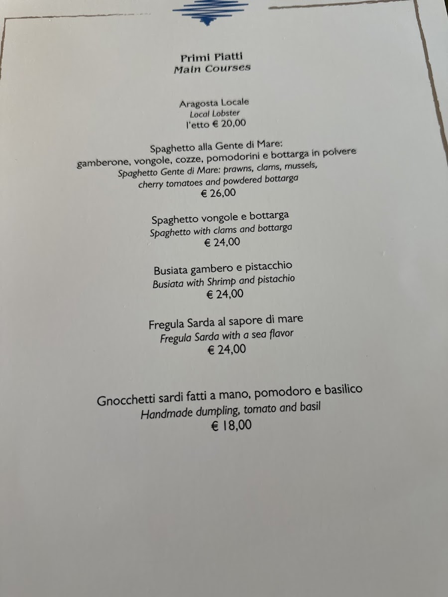 GENTEDIMARE RESTAURANT GOLFO ARANCI Photo Menu 3