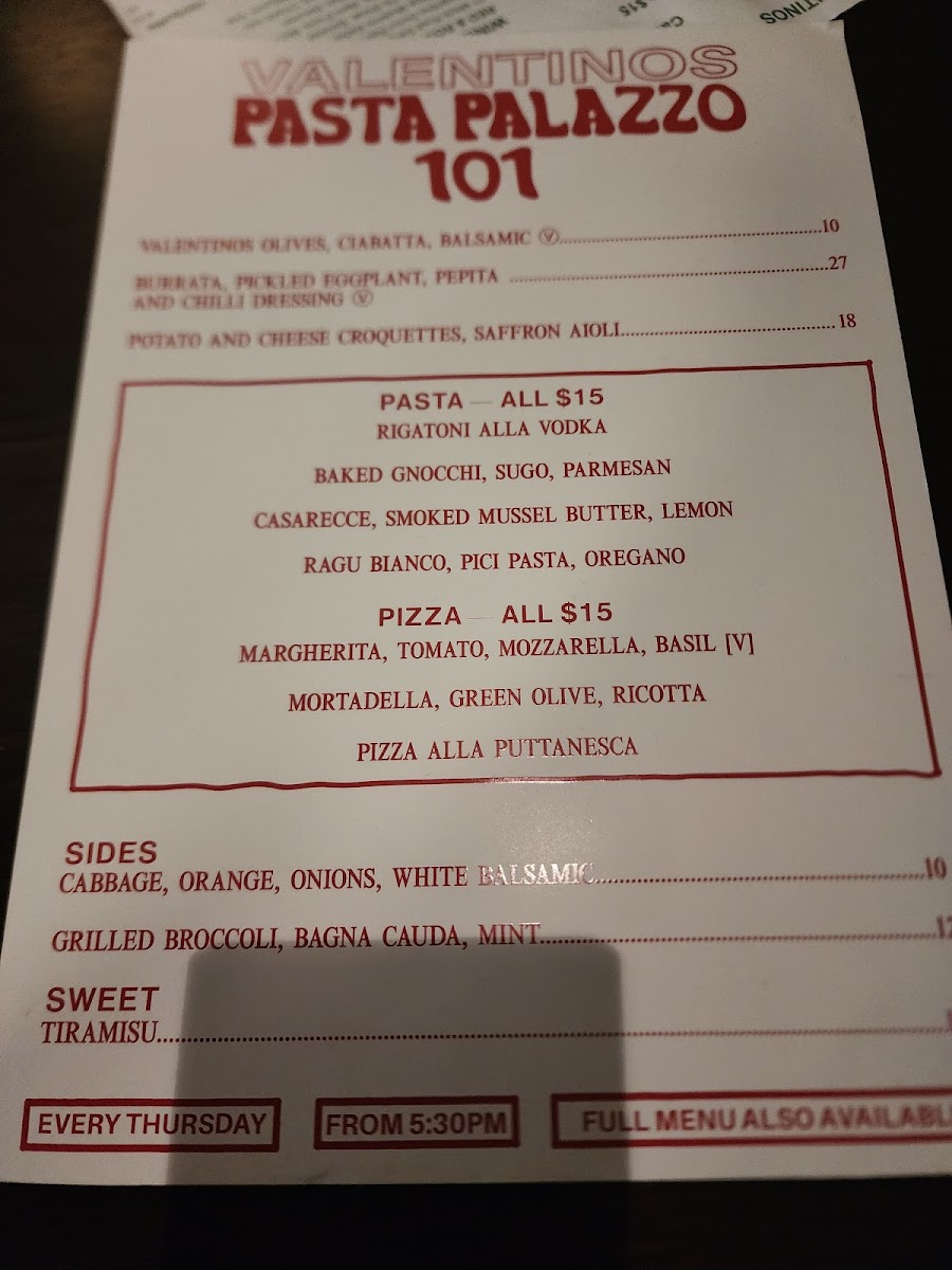 Valentino's 101 Photo Menu 1