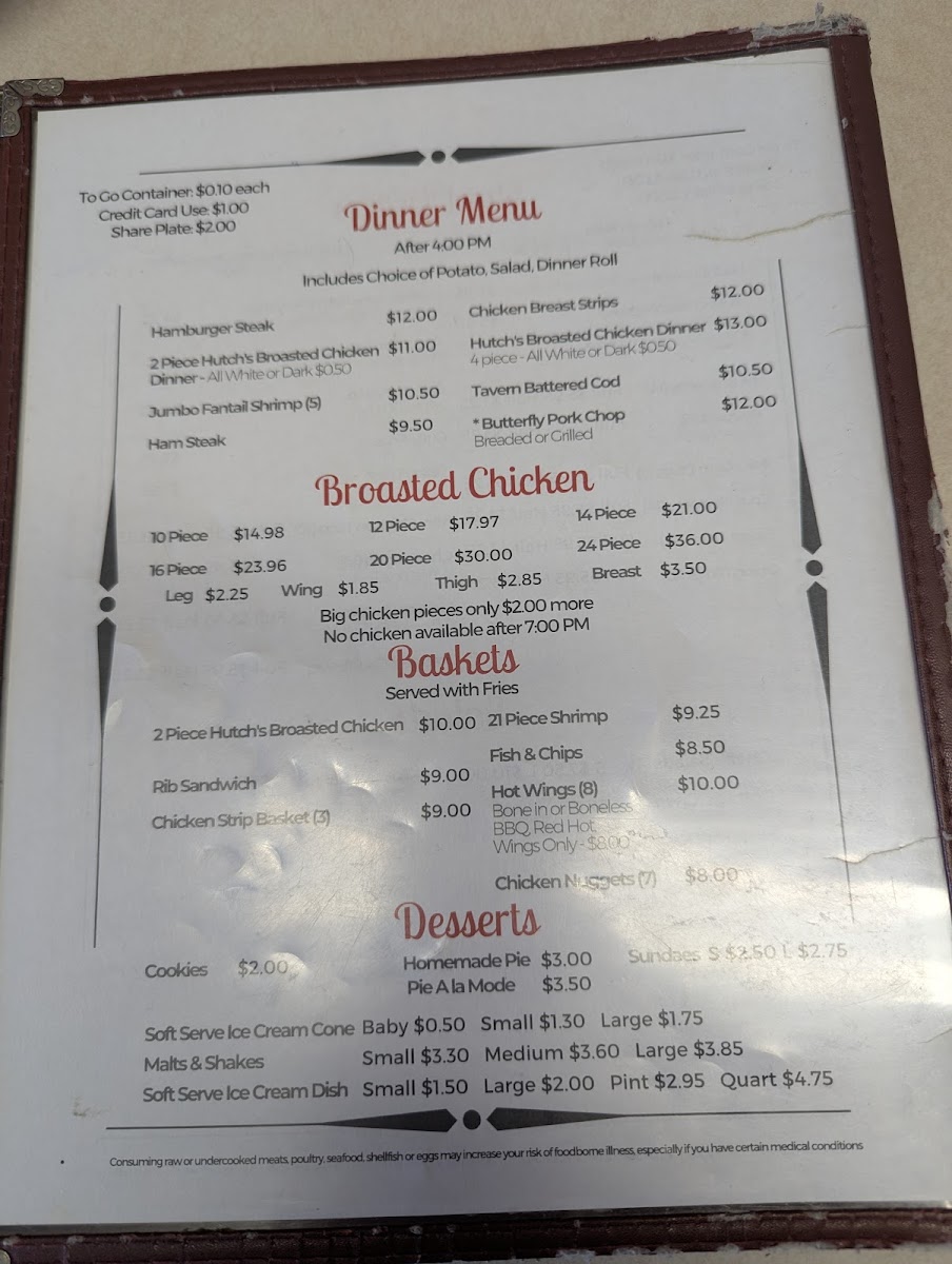 Hutch's Cafe Photo Menu 2