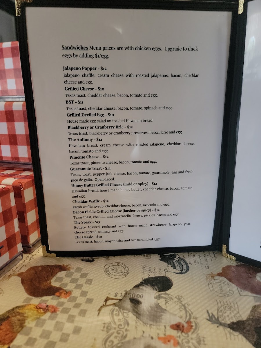 The Hen's Nest Photo Menu 1