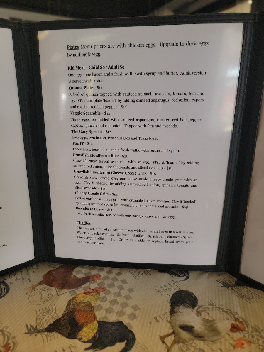 The Hen's Nest Photo Menu 2
