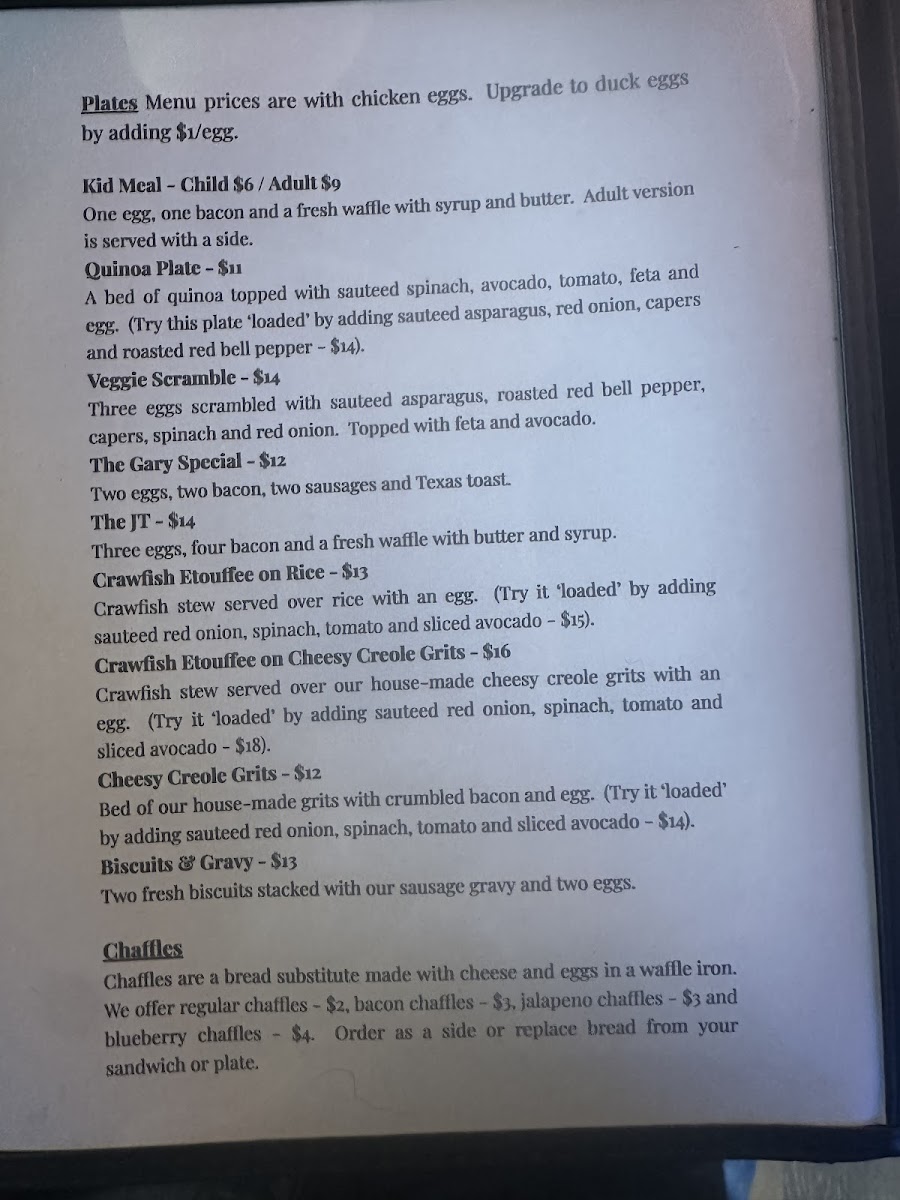 The Hen's Nest Photo Menu 3