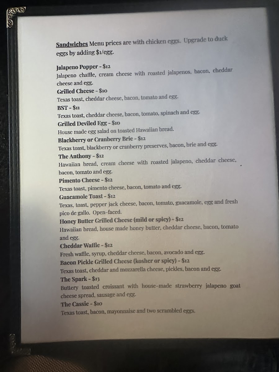The Hen's Nest Photo Menu 5
