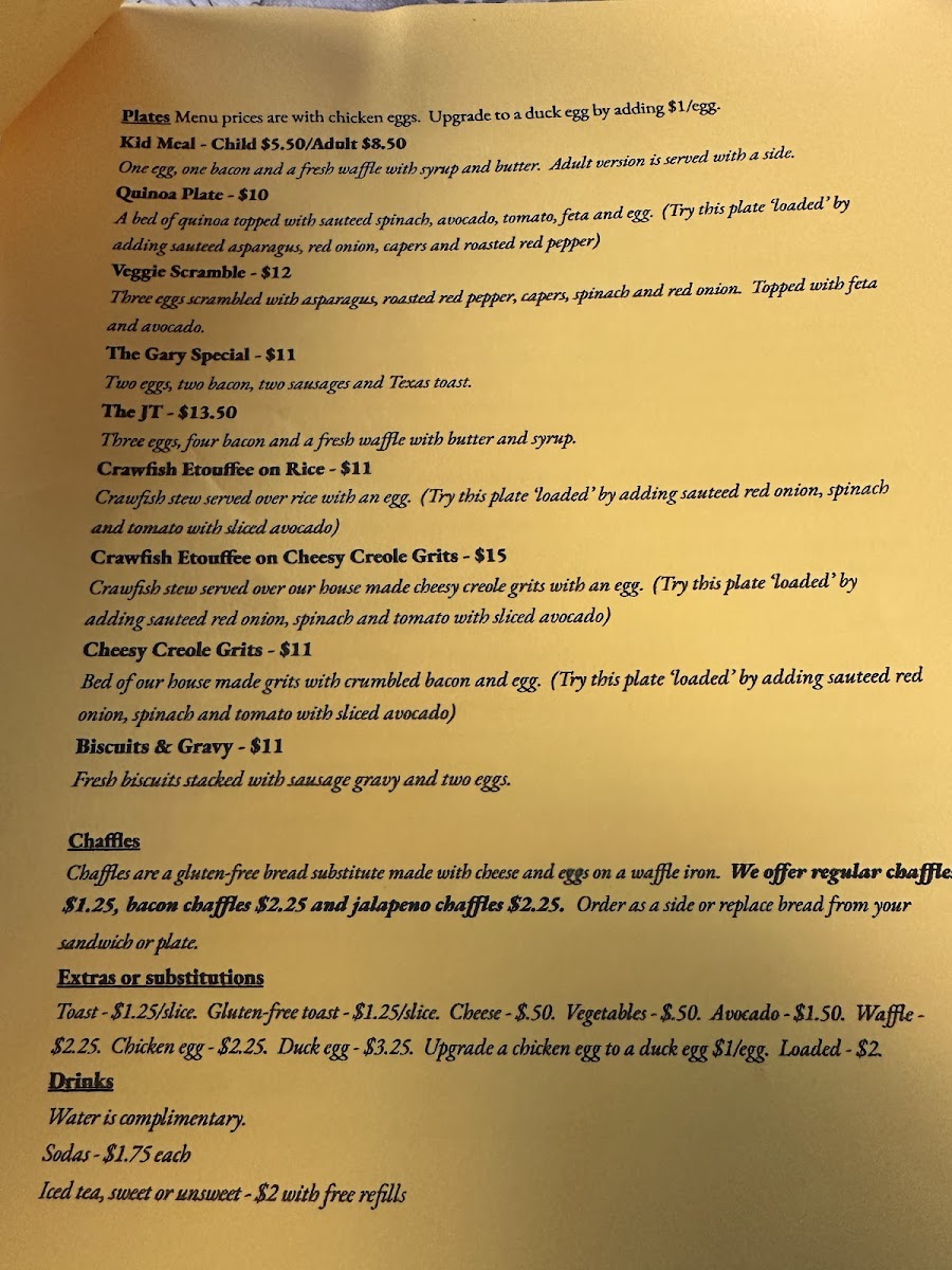 The Hen's Nest Photo Menu 7