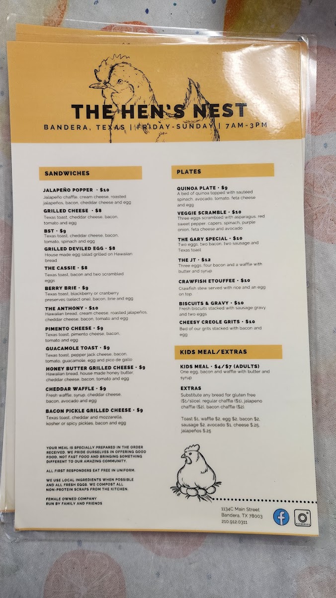The Hen's Nest Photo Menu 8