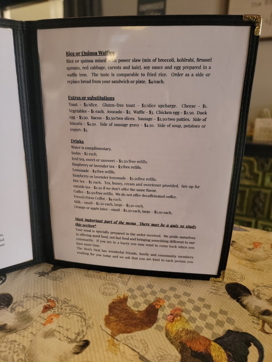 The Hen's Nest Photo Menu 9