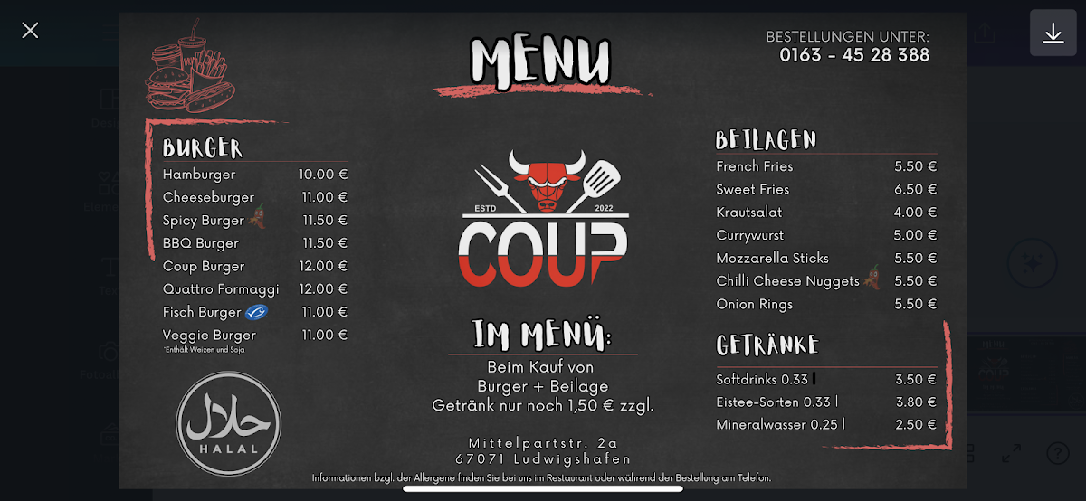 Coup Burger Ludwigshafen Photo Menu 1