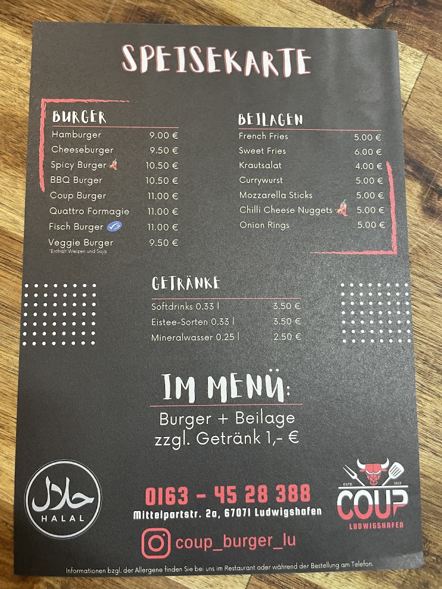 Coup Burger Ludwigshafen Photo Menu 2