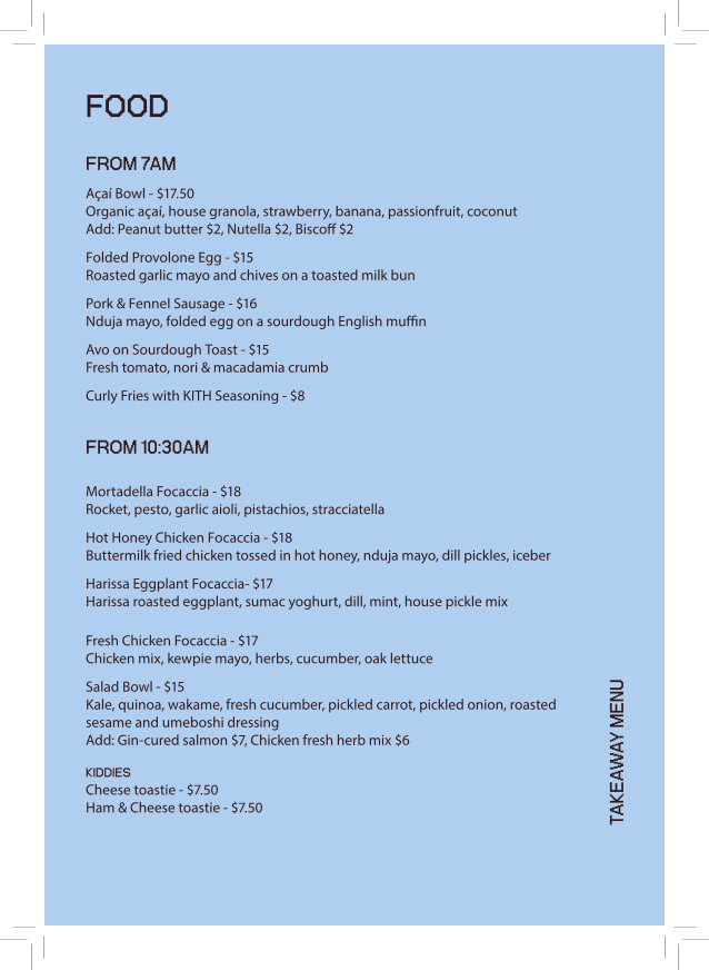 Kith Eatery Photo Menu 2
