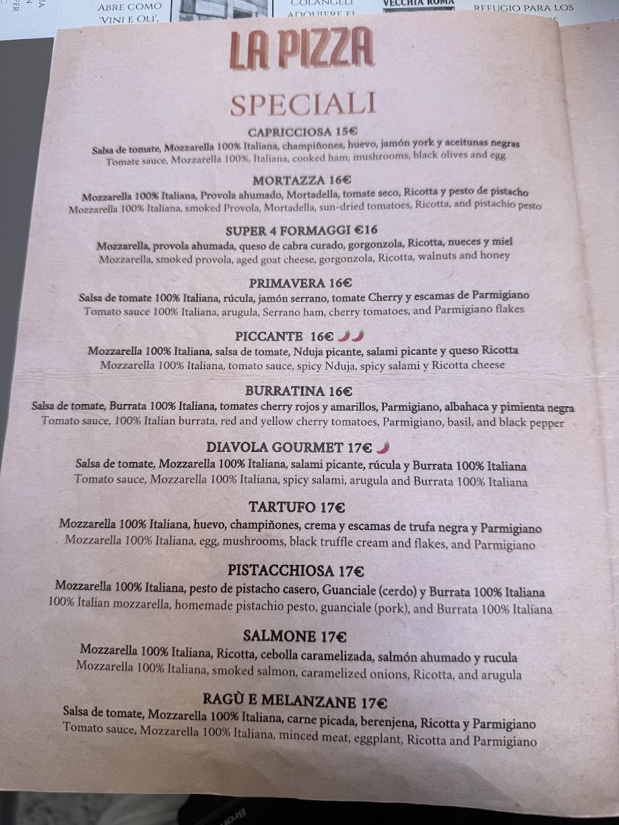 Trattoria Pizzeria Vecchia Roma Photo Menu 9