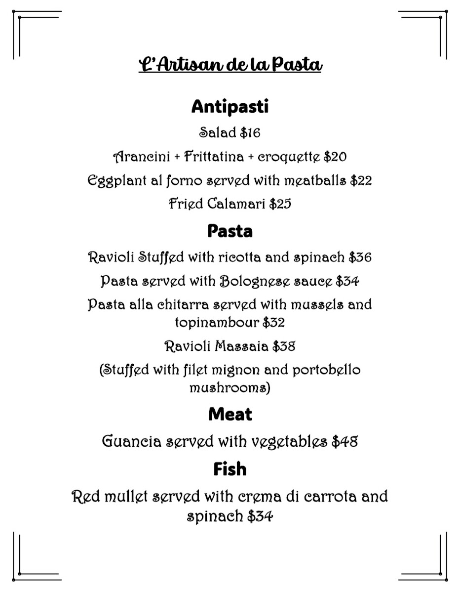 L'artisan de la pasta Resturant Photo Menu 4