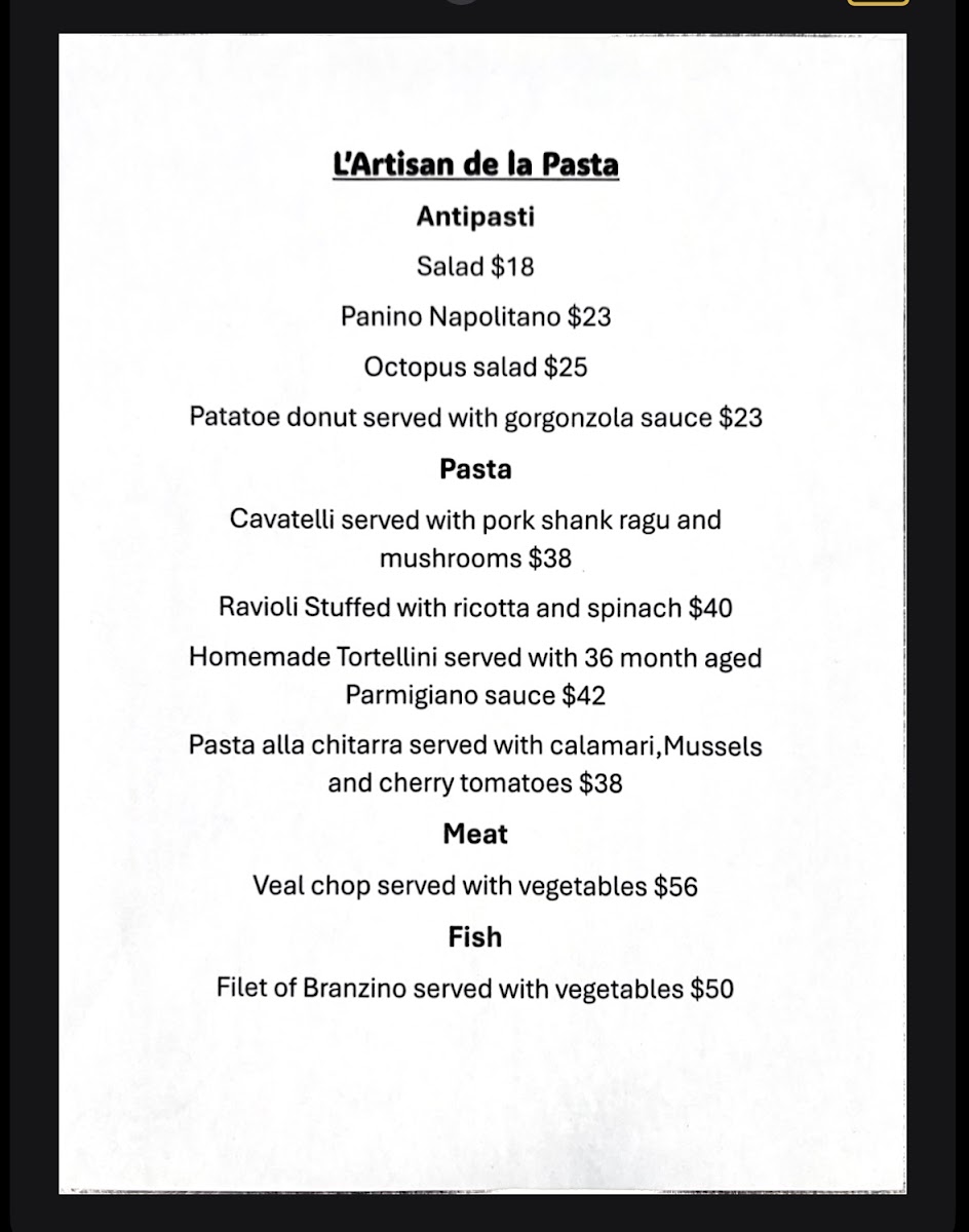 L'artisan de la pasta Resturant Photo Menu 5