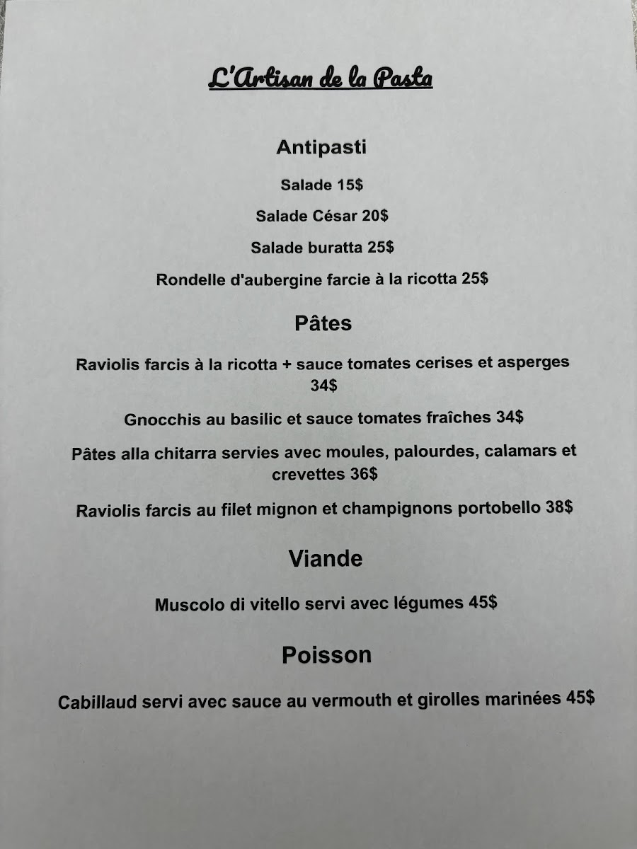 L'artisan de la pasta Resturant Photo Menu 7