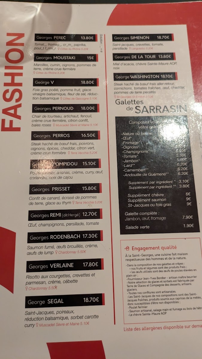 La Saint Georges Crêperie | Bordeaux Photo Menu 7