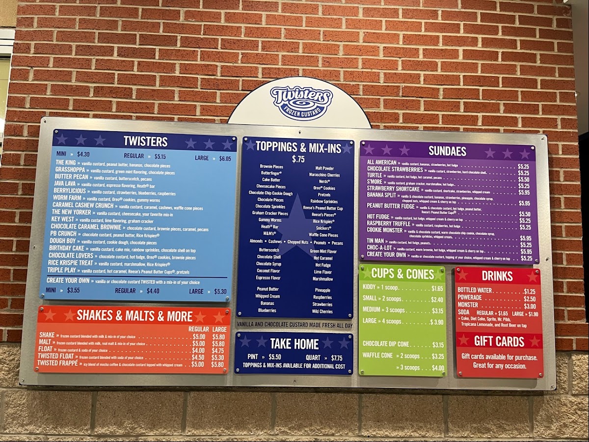 Twisters Frozen Custard Photo Menu 3