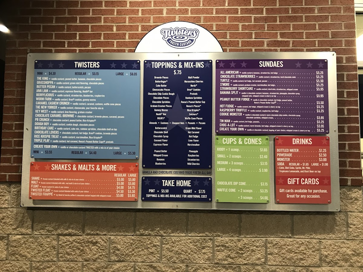 Twisters Frozen Custard Photo Menu 4