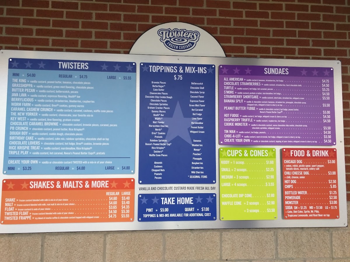 Twisters Frozen Custard Photo Menu 7