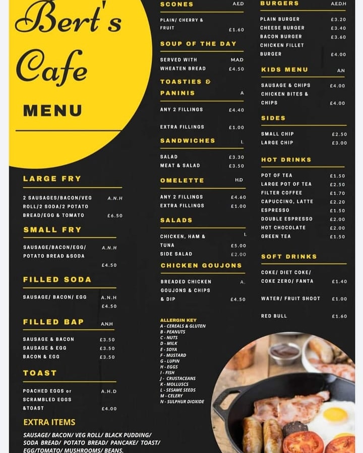 Bert's Cafe Photo Menu 1
