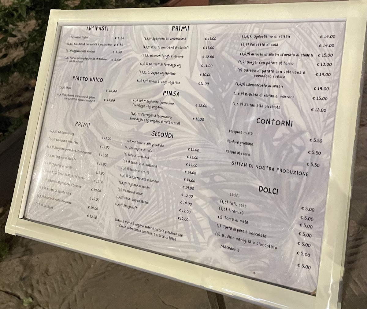 Nirvana Veg Restaurant Firenze Photo Menu 3