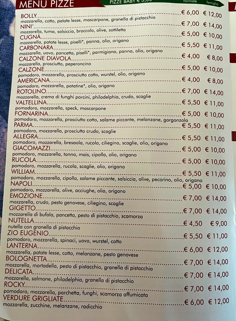 La Fornarina Pizzerria Da Asporto Photo Menu 1
