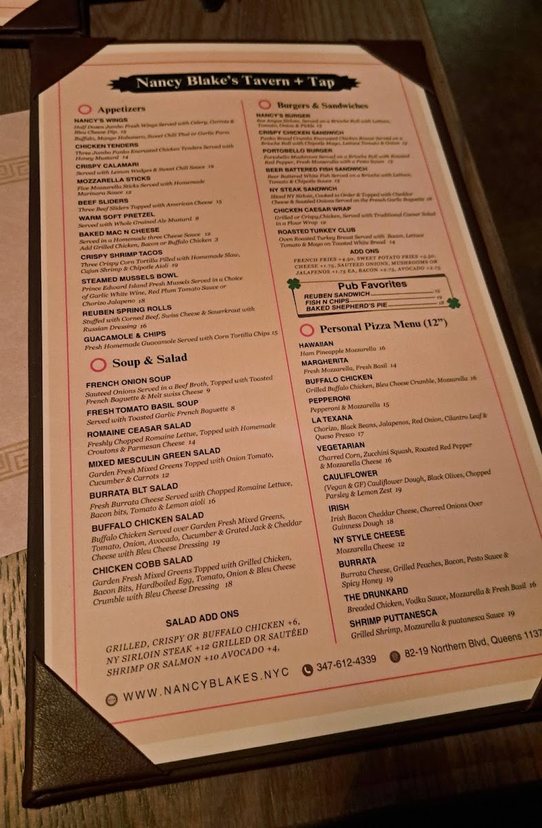Nancy Blake’s Tavern + Tap Photo Menu 2