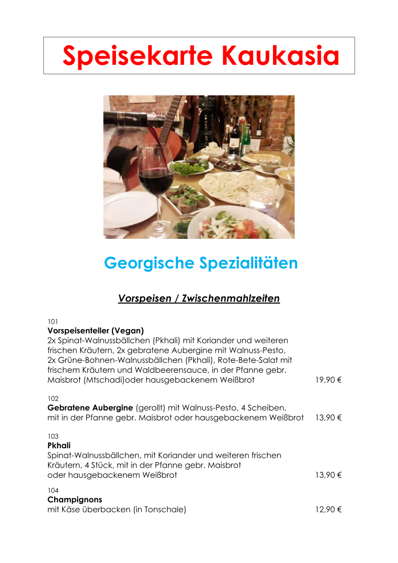 Restaurant & Bistro Kaukasia Photo Menu 1