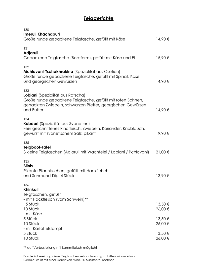 Restaurant & Bistro Kaukasia Photo Menu 2