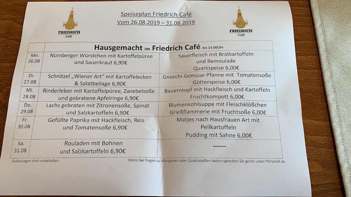 'Friedrich' - das Café Photo Menu 1