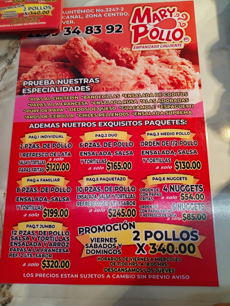 Mary Pollo Photo Menu 1
