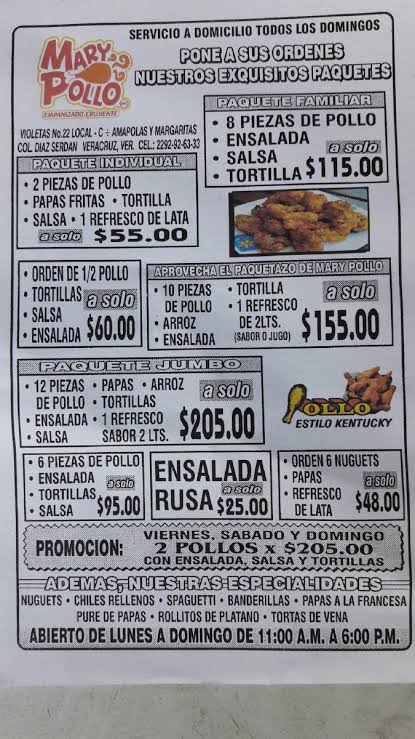 Mary Pollo Photo Menu 5