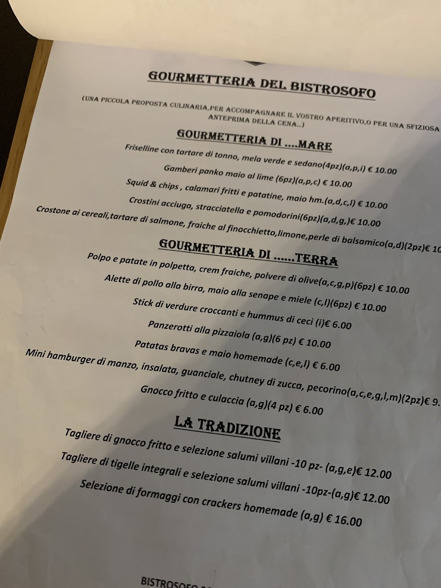 Bistrosofo ristorante enoteca Photo Menu 1
