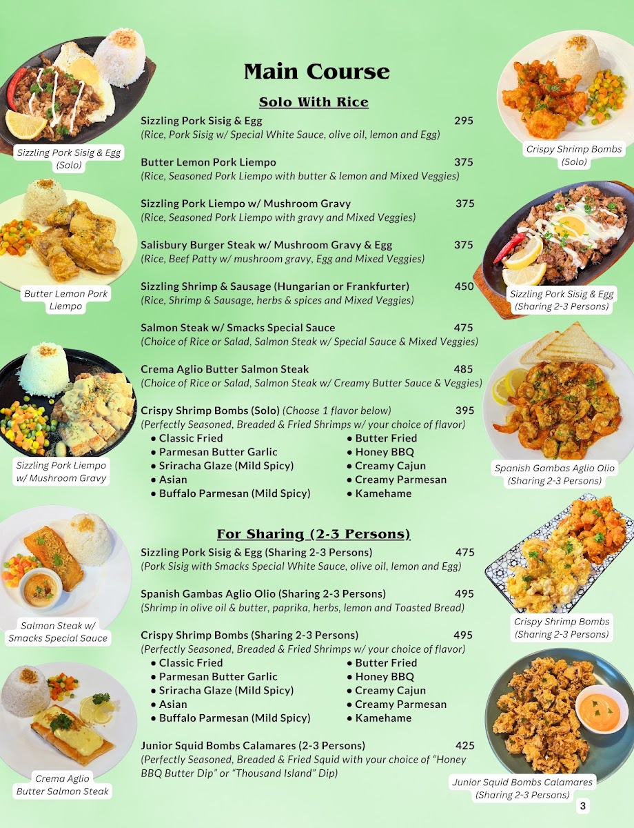 Smacks Bistro Photo Menu 1