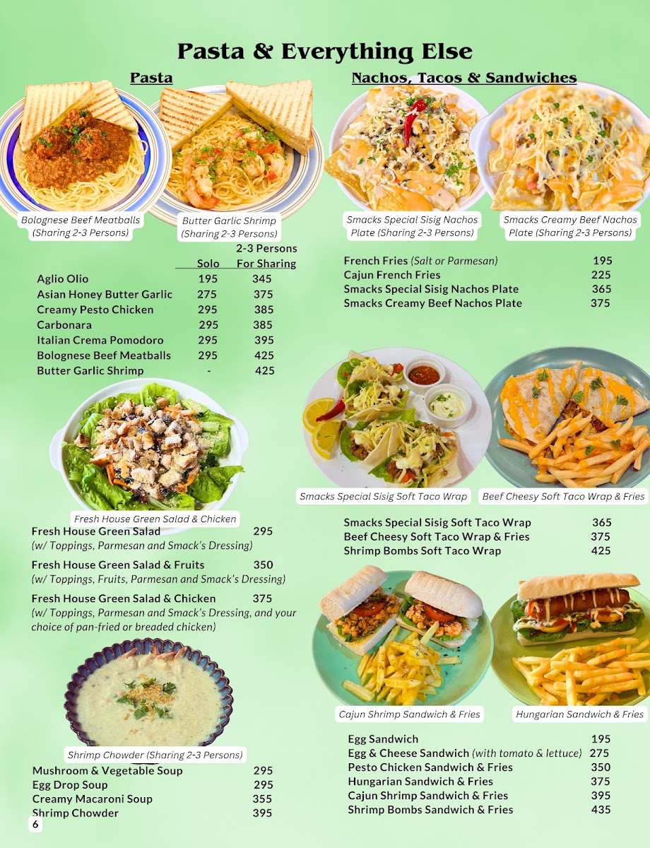 Smacks Bistro Photo Menu 2