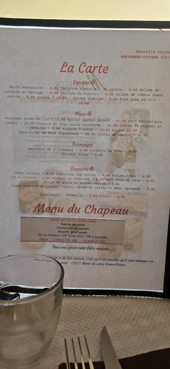 Le Bistrot du Chapeau Photo Menu 5