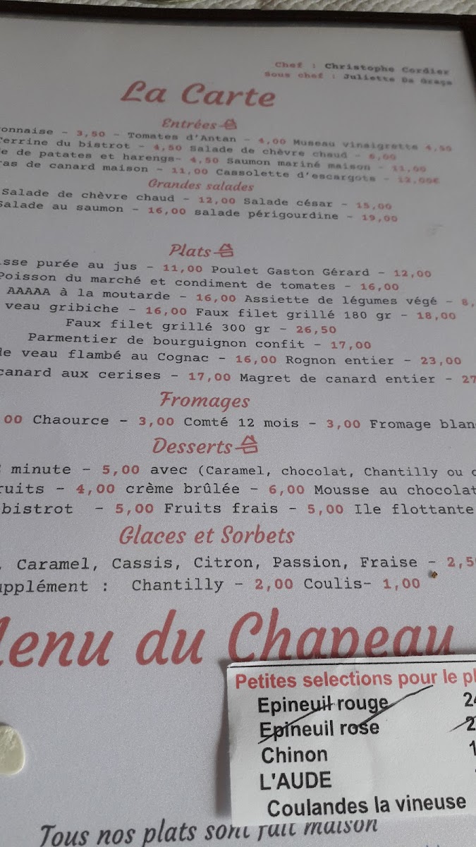 Le Bistrot du Chapeau Photo Menu 6
