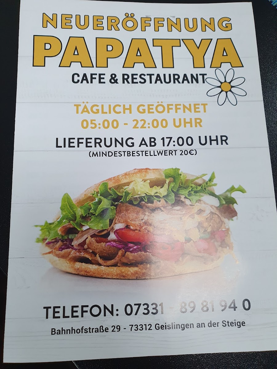 Papatya Сafe Restaurant Geislingen an der Steige Photo Menu 2