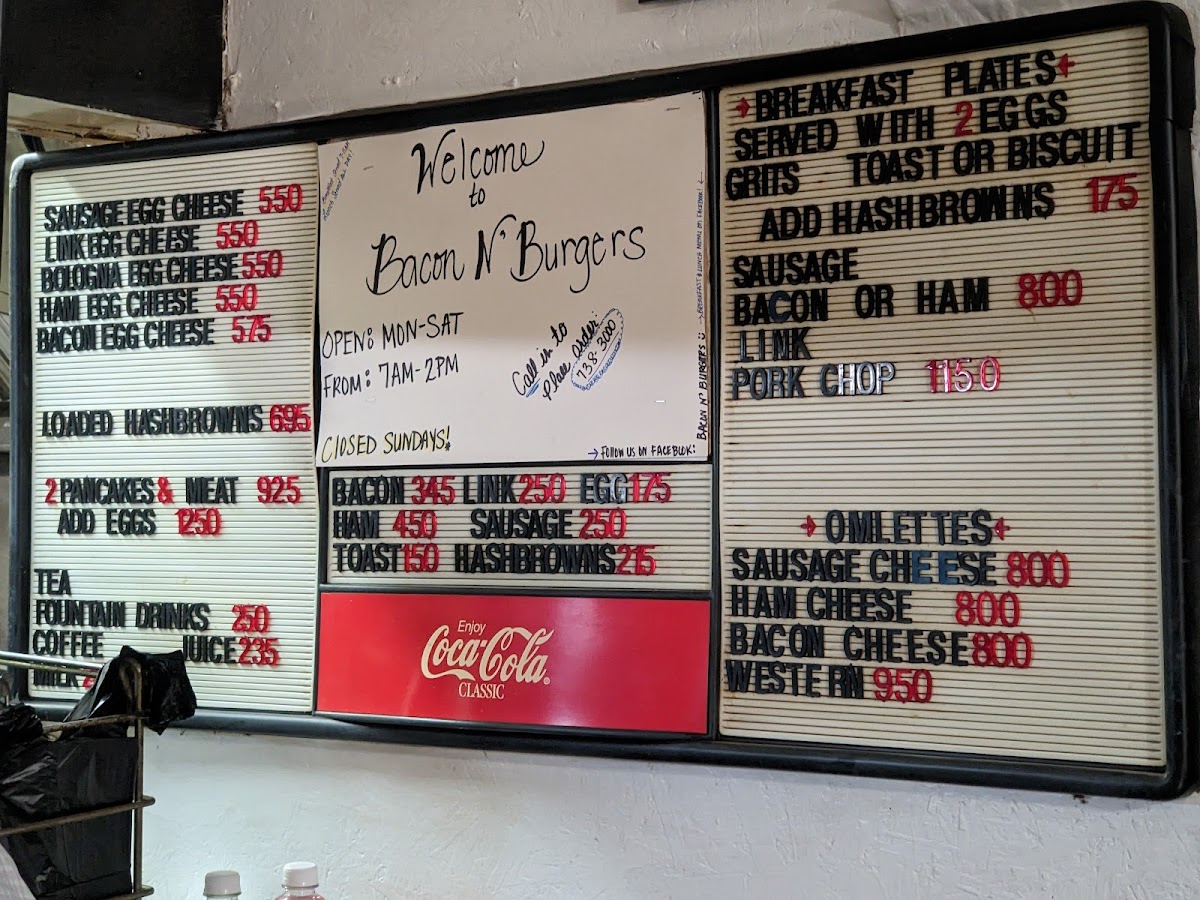 Bacon N' Burgers Photo Menu 2